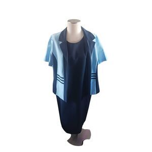 Grannycore grandmacore vintage BFA classics light blue/ navy 💙 size 16 dress wi